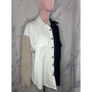 Color Block Long Sleeve Button Down Size Large